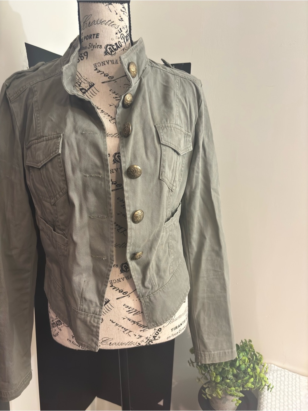 Maurices Olive Military-Style Button Front Jacket